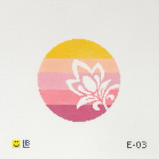 E-03 Flower on Stripes 4" Round 18 Mesh LAUREN BLOCH DESIGNS