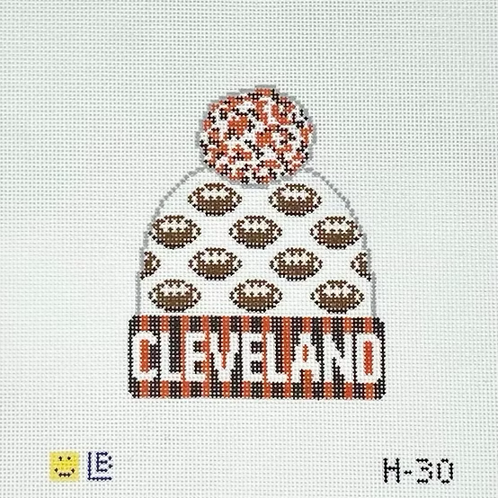 H-30 Beanie - Cleveland Browns Football 3.5w x 4.25h 18 Mesh LAUREN BLOCH DESIGNS