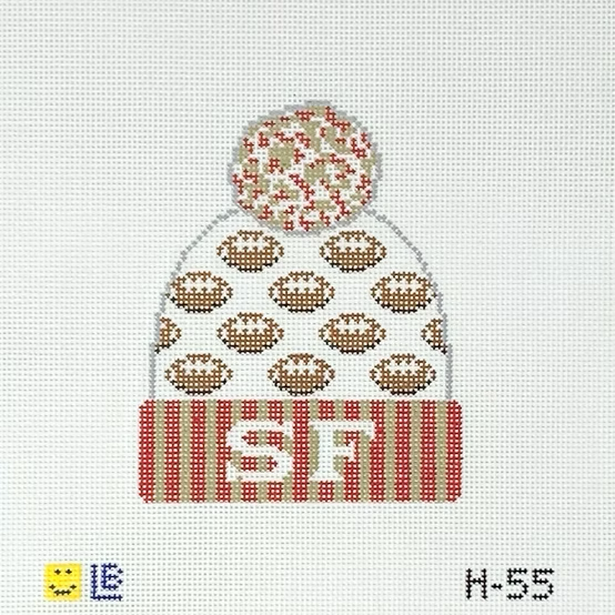 H-55 Beanie - San Francisco 49ers Football 3.5w x 4.25h 18 Mesh LAUREN BLOCH DESIGNS