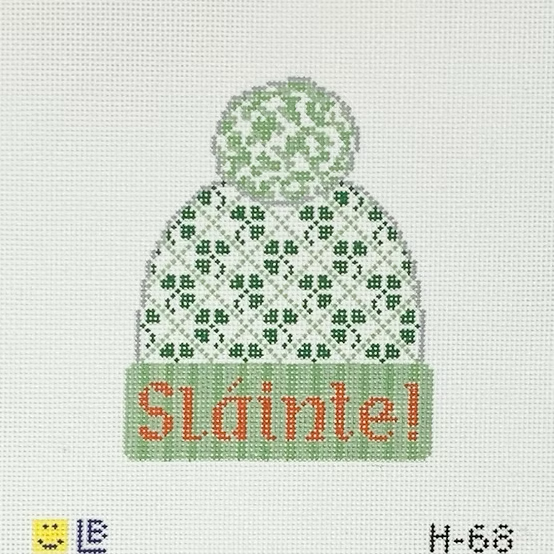 H-68 Beanie - Slainte! Clovers 3.5w x 4.25h 18 Mesh LAUREN BLOCH DESIGNS