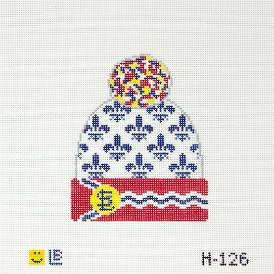 H-126 *Beanie - St. Louis Fleur de Lis (MO)	 3.5w x 4.25h 18 Mesh LAUREN BLOCH DESIGNS