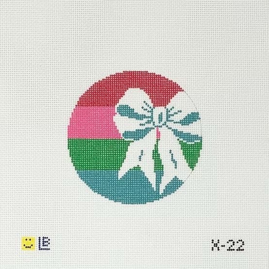 X-22 Bow on Stripes  4" Round 18 Mesh LAUREN BLOCH DESIGNS