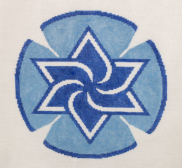 YARMULKE JT100A Swirl Star 7.5" Diameter 18 Mesh  Two A T Design Judaic Designs by Tonya