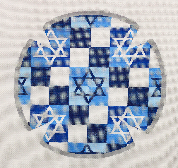 YARMULKE JT114A Star Squares 7.5" Diameter 18 Mesh  Two A T Design Judaic Designs by Tonya