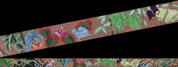 ED-1245 Jungle Foliage And Flowers Belt 36” x 1.5” 18 Mesh Dede's Needleworks