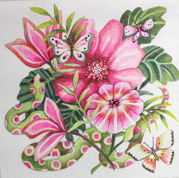 JG-195 Rosa in the Flowers 2  13” x 13” 13 Mesh Janice Gaynor