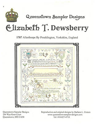 Elizabeth T. Dewsberry 1787 288w x 288h by Queenstown Sampler Designs 26-1306