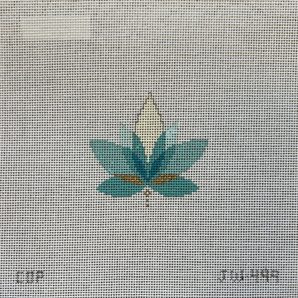 JW449 Lotus Charm 2.5 x 2.5 18 Mesh Shown Finished Colors of Praise