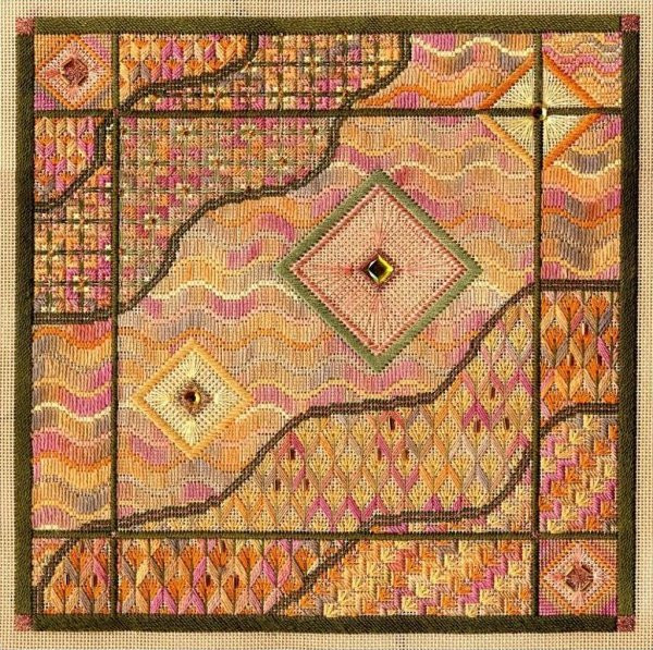 Amber Waves Design size: 10 x 10 inches on 18ct canvas Stitch Count: 180 x 180Laura J Perin Designs Counted Canvas Pattern