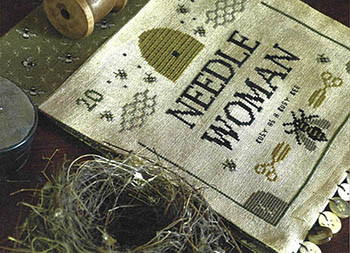Needlewoman Busy As A Bee 103w x 88h by Primitive Hare 26-1919