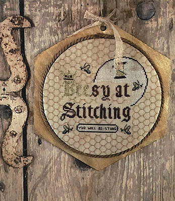 Beesy At Stitching (Chart Only) 87w x 87h by Primitive Hare 26-1925