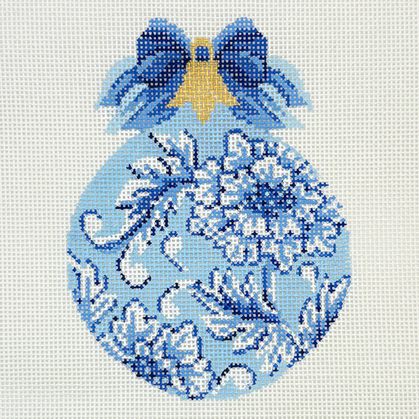 Christmas KAH56-18 Pale Blue Chrysanthemum 3.5"w x 4.5"h 18 Mesh Kelly Clark Needlepoint