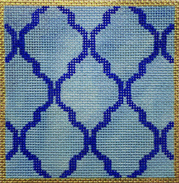 KAI08-18 Flow Blue Trellis 4"w x 4"h 18 Mesh Kelly Clark Needlepoint