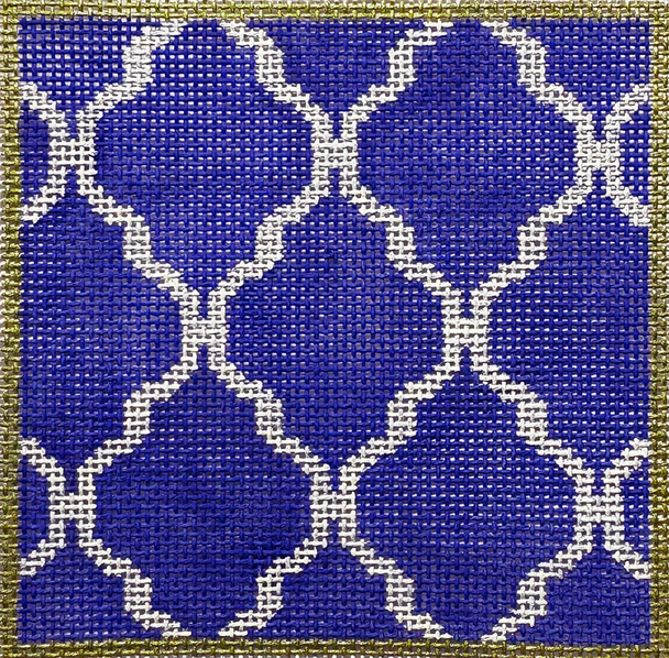 KAI09-18 Cobalt Trellis 4"w x 4"h 18 Mesh Kelly Clark Needlepoint