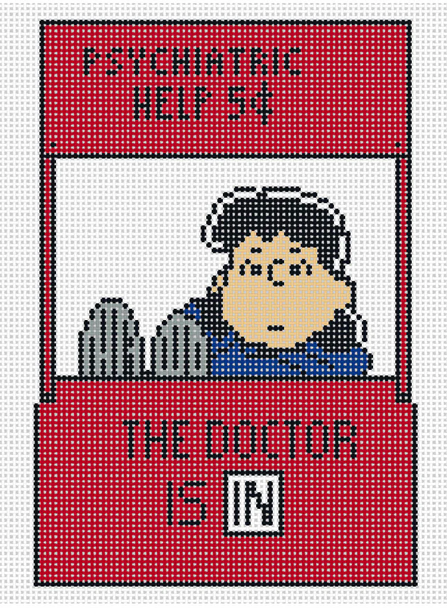 EVERYDAY LUCY "THE DR. IS IN"  3 3/4" x 5 5/8" 18 Mesh Officially Needlepoint PNTS-EV07 © 2025 Peanuts