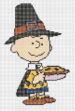 PEANUTS THANKSGIVING - CHARLIE BROWN AS A PILGRIM  18 Mesh Officially Needlepoint