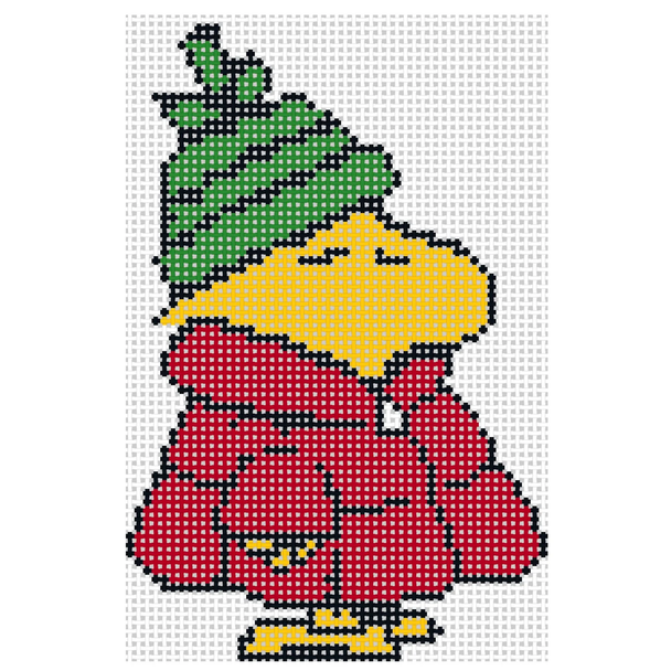 PEANUTS WINTER - WOODSTOCK IN PUFFER COAT 2.7" x 4.2" 18 Mesh Officially Needlepoint PNTS-WINTER6