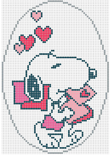 PEANUTS VALENTINE - SNOOPY MAILING VALENTINES OVAL 18 Mesh Officially Needlepoint PNTS-VALMAIL