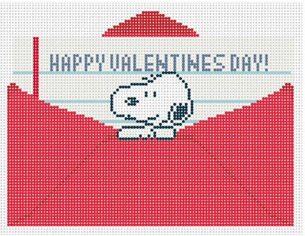PEANUTS VALENTINE - SNOOPY IN VALENTINE ENVELOPE 18 Mesh Officially Needlepoint PNTS-VALLETTER