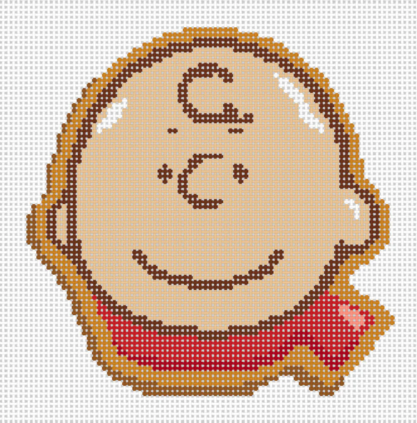 PEANUTS - GINGERBREAD COOKIE CHARLIE BROWN 4" x 4" 18 Mesh Officially Needlepoint PNTS-GING07