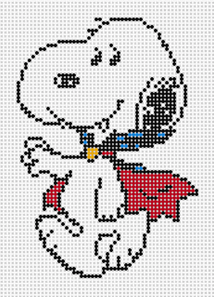 PEANUTS HALLOWEEN - SNOOPY IN VAMPIRE COSTUME 2.75" x 4"  18 Mesh Officially Needlepoint