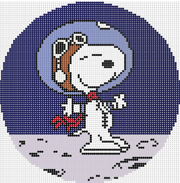 PEANUTS EVERYDAY - SNOOPY ON THE MOON 5" Round 18 Mesh Officially Needlepoint PNTS-SNMOON