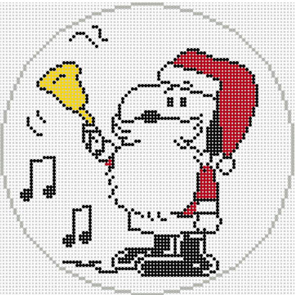 PEANUTS CHRISTMAS - SNOOPY SANTA RINGING THE BELL 18 Mesh Officially Needlepoint