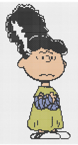 PEANUTS HALLOWEEN - VIOLET IN FRANKENSTEIN BRIDE COSTUME 4" x 8" 18 Mesh Officially Needlepoint