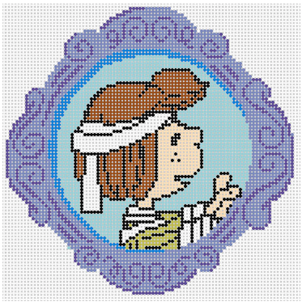 PEANUTS HALLOWEEN - FRAMED PEPPERMINT PATTY AS MUMMY 5" x 5" 18 Mesh Officially Needlepoint PNTS-HALL06