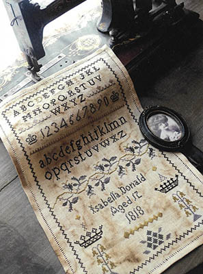 Isabella Donald Sampler 129w x 200h by Primitive Hare 26-2069