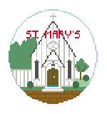 BT1062 St. Mary's Chapel, Raleigh 4" Diameter 18 Mesh Kathy Schenkel Designs