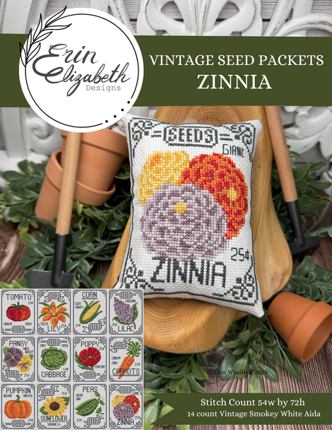 Vintage Seed Packets - Zinnia Erin Elizabeth Designs DD