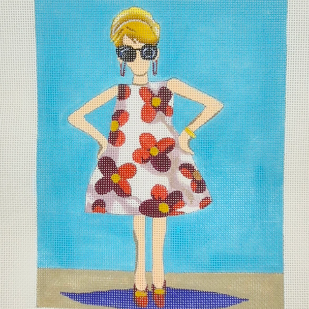 Flower Dress - BW484LL Design Size 10" x 8" Square on 13 Mesh Laura Loe