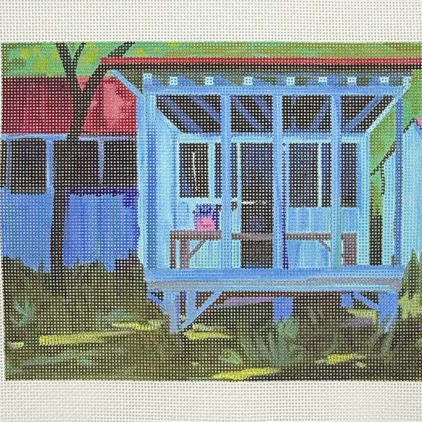 Teal Cabin- BW462LL Design Size 10" x 8" on 13 Mesh Laura Loe