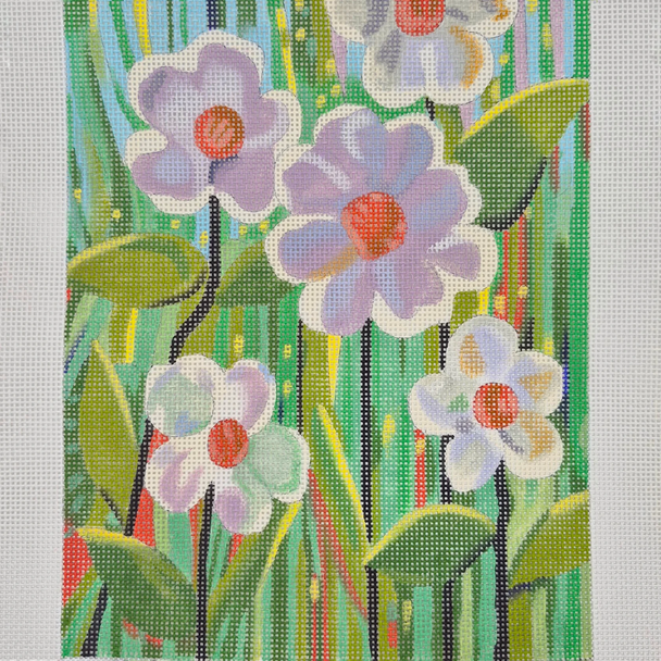 White Flowers - BW482LL Design Size 8" x 10" Square on 13 Mesh Laura Loe