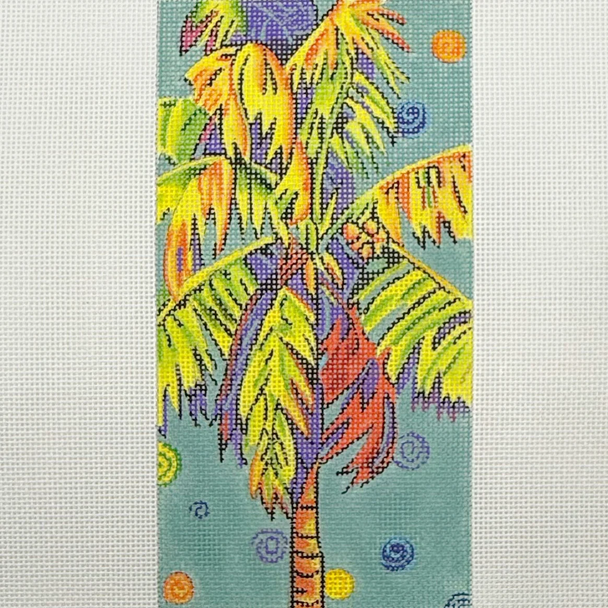Palm Dances, Tiffany Blue Eyeglass Case- BW434SE Design Size 3 1/2" x 7" on 18 Mesh Sally C Evans