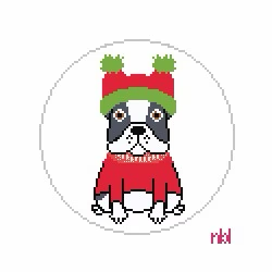 Bulldog George - BW2033NBL 4" Round on 18 Mesh Needlepoint by Laura