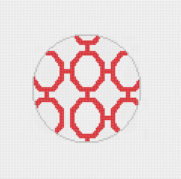 Chinoiserie Red 1 - BW2104NBL Design Size 4" Round on 18 Mesh Needlepoint by Laura