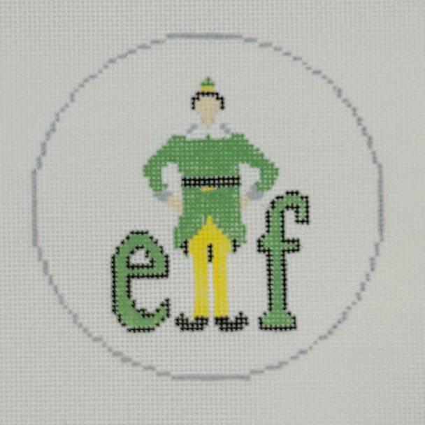 Elf - BW2196NBL 4" Round on 18 Mesh Needlepoint by Laura