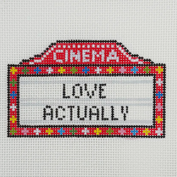 Marquee Love Actually - BW2199NBL Size 5" x 3" on 13 Mesh Needlepoint by Laura
