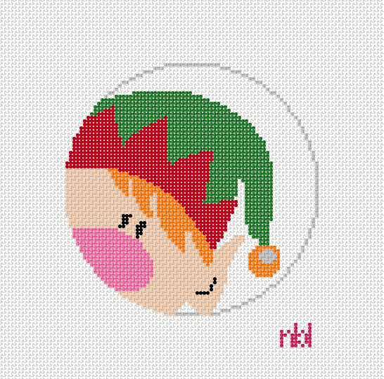 Profile Elf- BW2007NBL Design Size 4" Round on 18 Mesh Needlepoint by Laura
