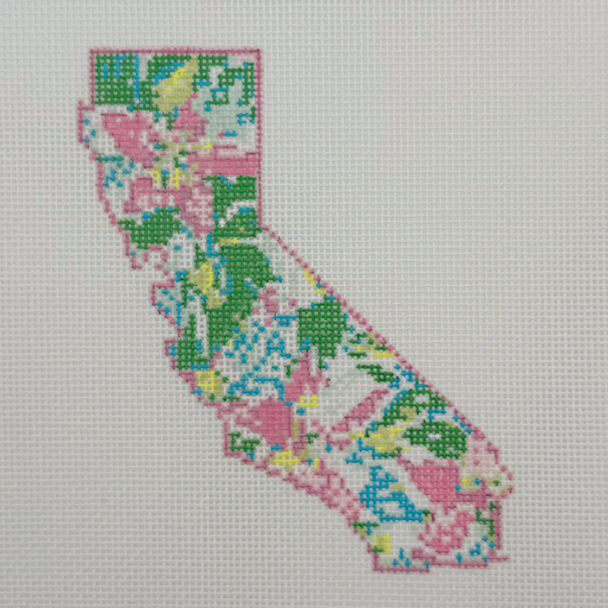 State Palm California - BW2175NBL-18 Design Size 4" x 5" on 18 Mesh Needlepoint by Laura