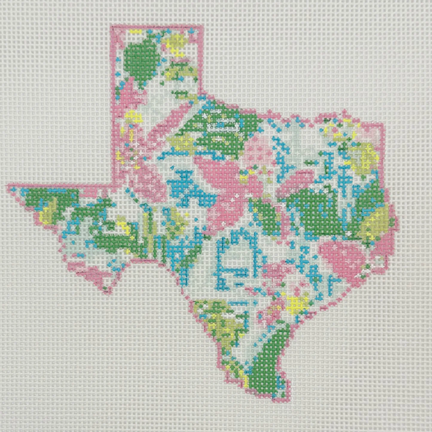 State Palm Texas - BW2190NBL Design Size 7" x 7" on 13 Mesh Needlepoint by Laura