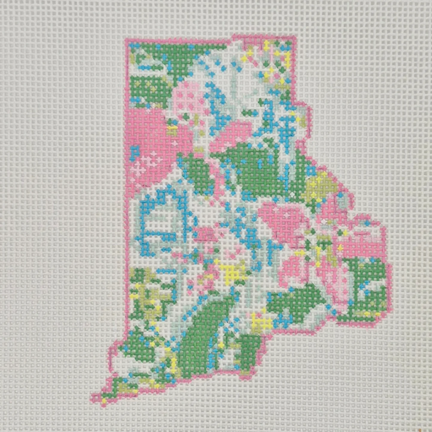 State Palm Rhode Island- BW2316NBL-13 Design Size 4 1/4" x 5 1/2" on 13 Mesh Needlepoint by Laura