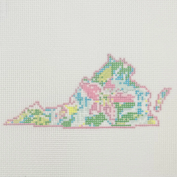 State Palm Virginia - BW2181NBL-18 Design Size 5" x 3" on 18 Mesh Needlepoint by Laura
