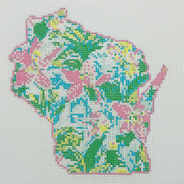 State Palm Wisconsin - BW2205NBL-18 Design Size 5" x 5" on 18 Mesh Needlepoint by Laura