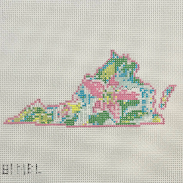 State Palm Virginia - BW2181NBL Design Size 7" x 3" on 13 Mesh Needlepoint by Laura