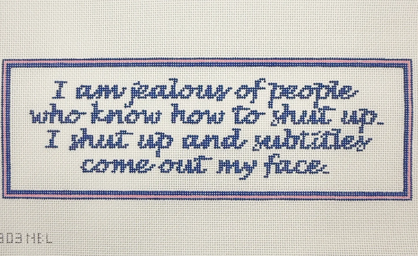 Subtitles Face - BW2303NBL Design Size 12" x 6" on 13 Mesh Needlepoint by Laura