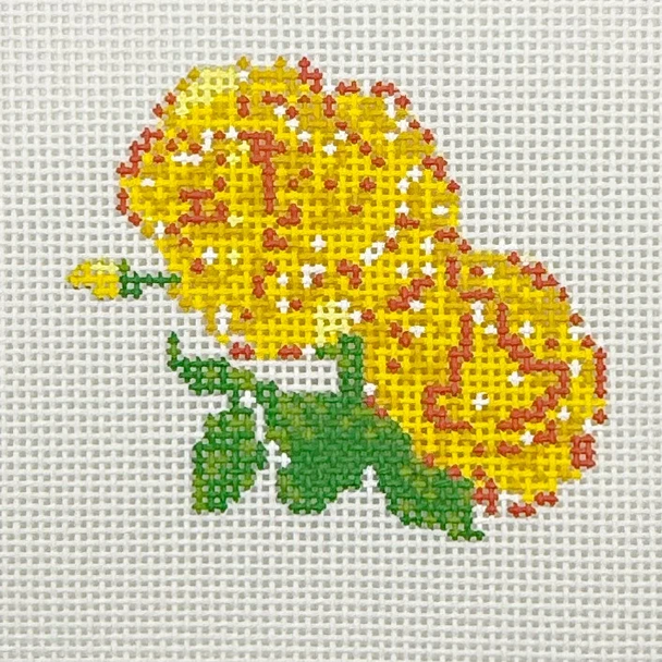 Texas Yellow Rose - BW2259NBL Design Size 3 1/2" x 3" on 13 Mesh  Needlepoint by Laura