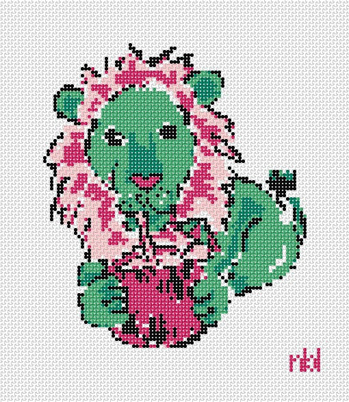 Vacation Lion - BW2100NBL-13 Design Size 6" x 7" Square on 13 Mesh Needlepoint by Laura